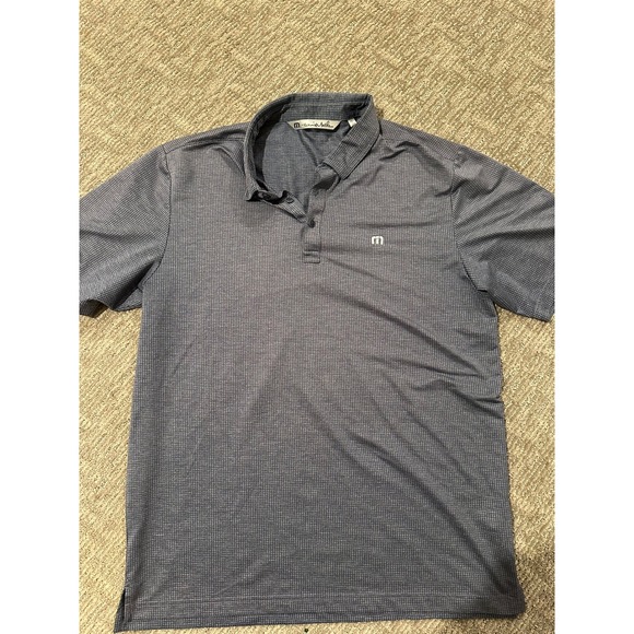 TravisMathew Other - TravisMathew Mens Navy Blue Micro Check Short Sleeve Golf Polo Shirt Large